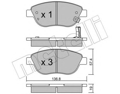 Imagine set placute frana,frana disc METELLI 22-0322-2