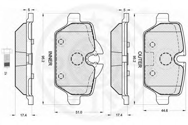 Imagine set placute frana,frana disc OPTIMAL 12235