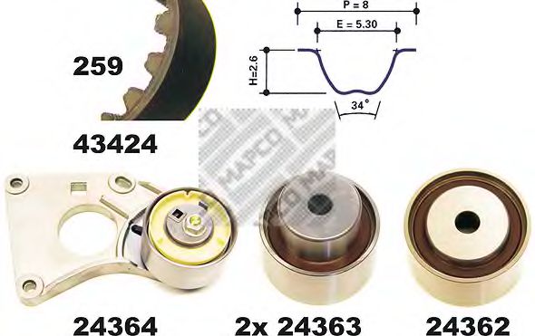 Imagine Set curea de distributie MAPCO 23424