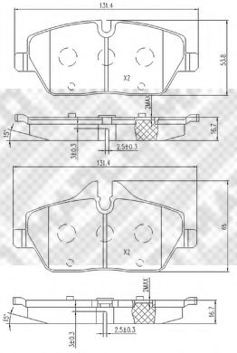 Imagine set placute frana,frana disc MAPCO 6803