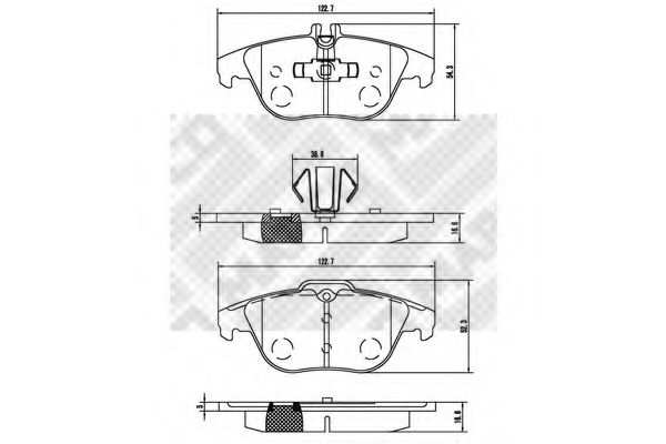 Imagine set placute frana,frana disc MAPCO 6864