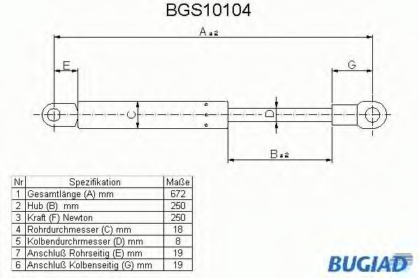 Imagine Amortizor capota BUGIAD BGS10104