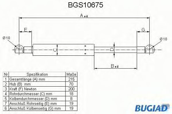 Imagine Amortizor capota BUGIAD BGS10675