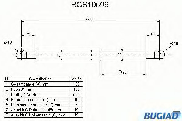 Imagine Amortizor capota BUGIAD BGS10699