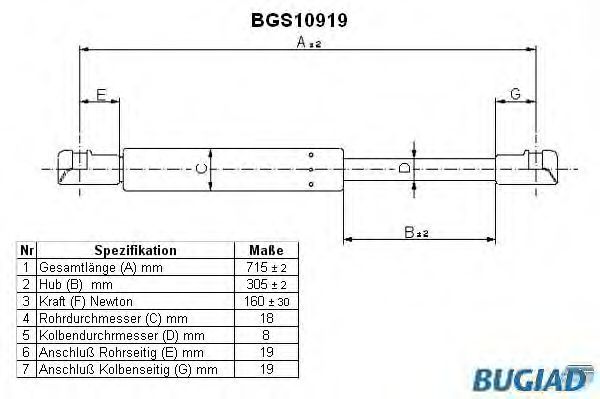 Imagine Amortizor capota BUGIAD BGS10919