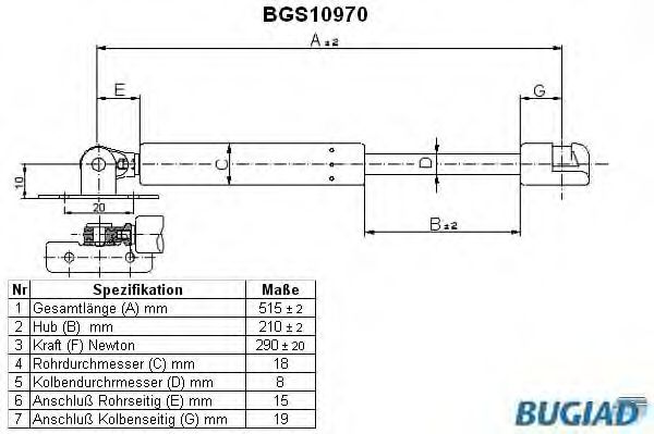 Imagine Amortizor capota BUGIAD BGS10970