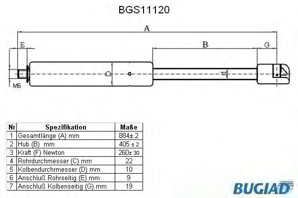 Imagine Amortizor capota BUGIAD BGS11120