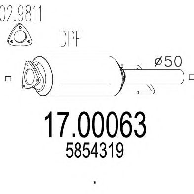 Filtru funingine/particule, sist.de esapament MTS 17.00063