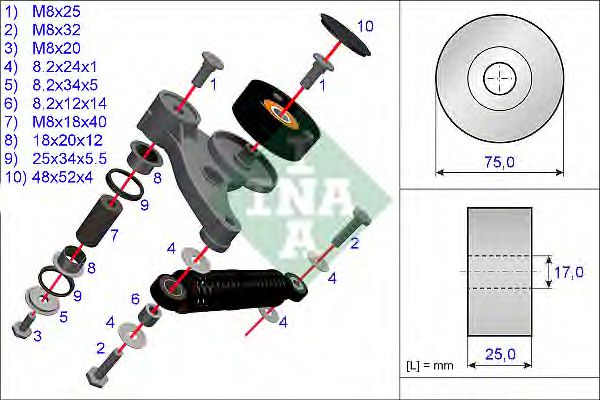 Imagine Set reparatie, brat tensionare curea trapezoidala INA 533 0118 10