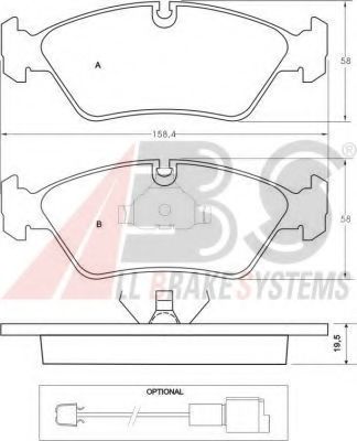 Imagine set placute frana,frana disc A.B.S. 36488 OE