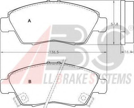 Imagine set placute frana,frana disc A.B.S. 36831 OE