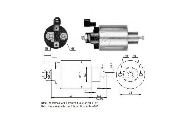 Solenoid, electromotor ERA 227398