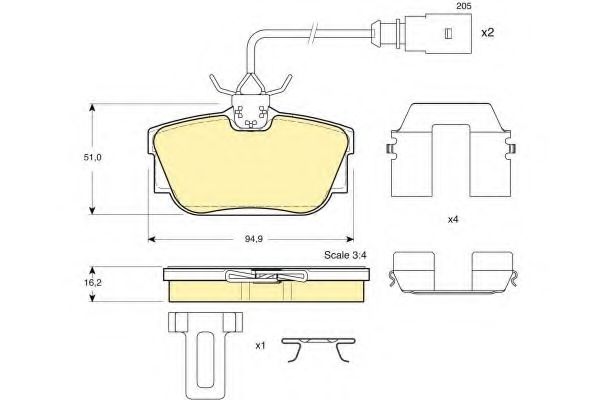 Imagine set placute frana,frana disc GIRLING 6113261