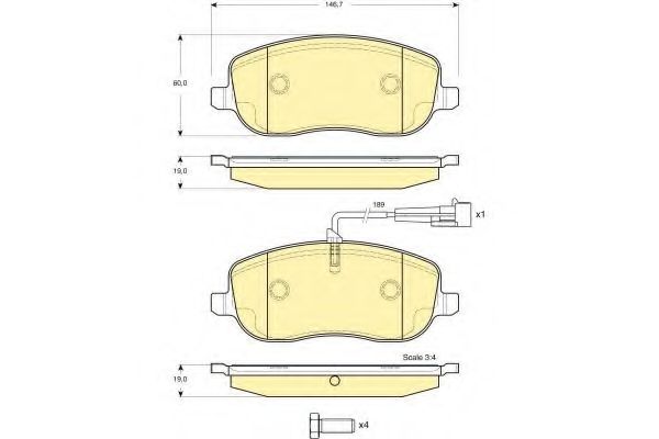 Imagine set placute frana,frana disc GIRLING 6116361