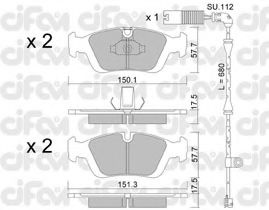 Imagine set placute frana,frana disc CIFAM 822-312-0K